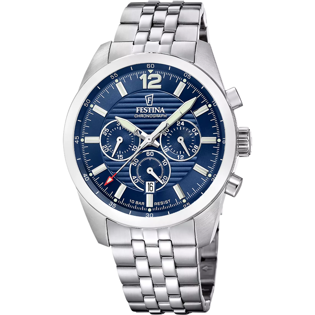 Montre Festina F20742/1 homme – cadran bleu, boîtier acier inoxydable.