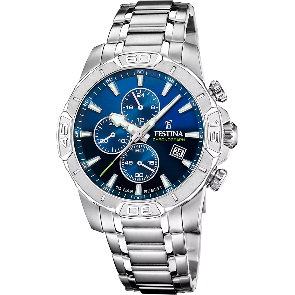 Montre Festina Timeless Chronograph F20704/4 Bleu – Bracelet Acier Inoxydable Homme