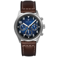 MONTRE PIERRE LANNIER HOMME AVIATEUR ARGENTÉ CUIR