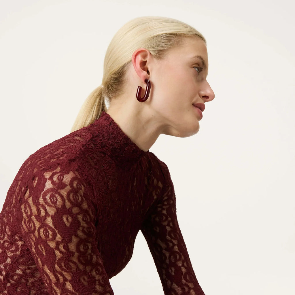 New Oval Earring Bordeaux Marble – Vanessa Baroni
