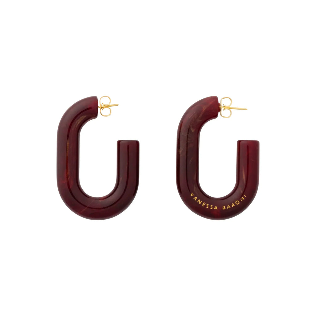 New Oval Earring Bordeaux Marble – Vanessa Baroni
