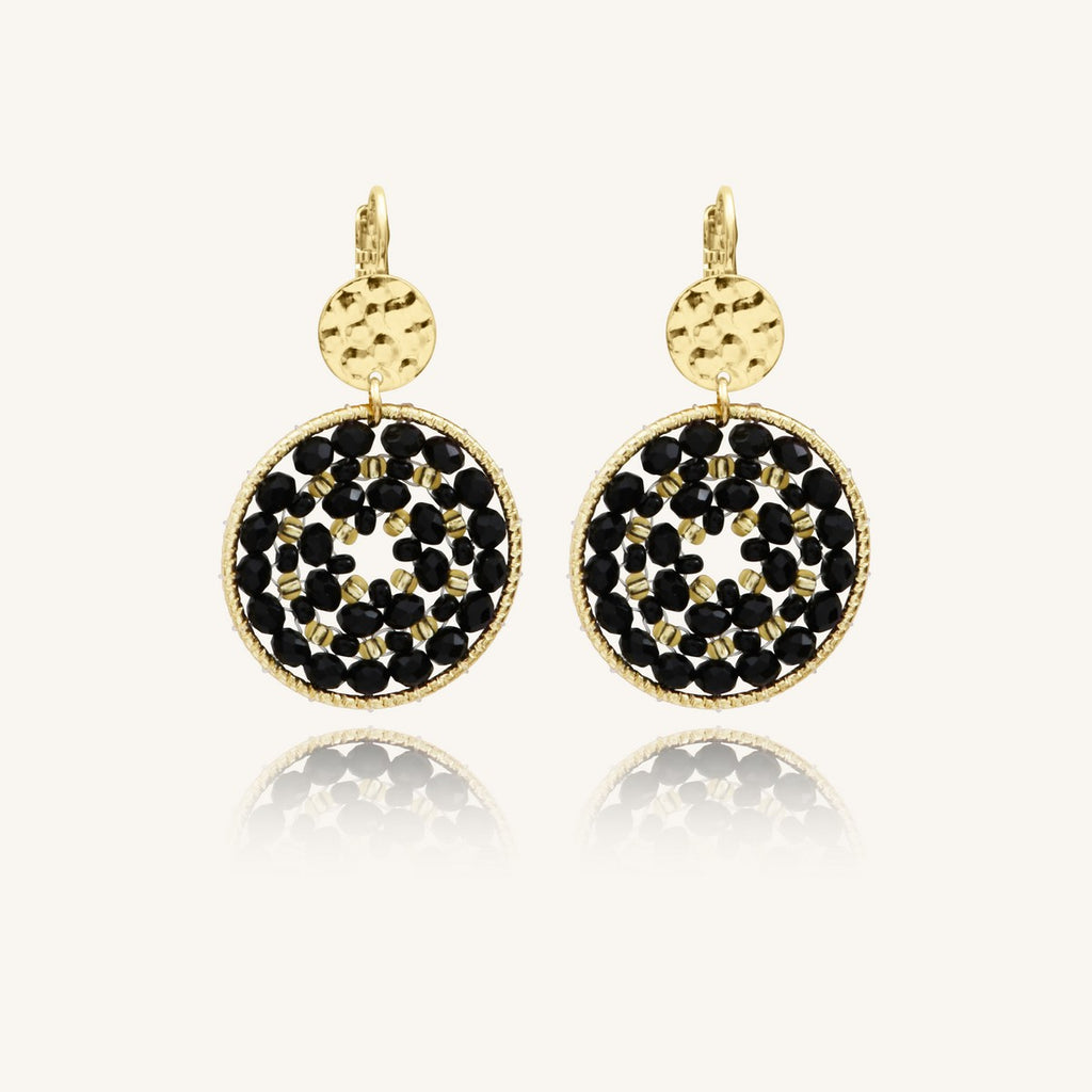 BOUCLES D'OREILLES SANTIBE PARADIS NOIR DORE