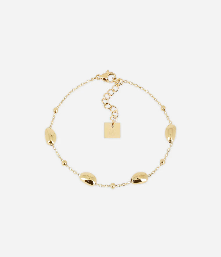 Bracelet Zag Bijoux Oliva – Acier doré à l’or fin & empiècements arrondis
