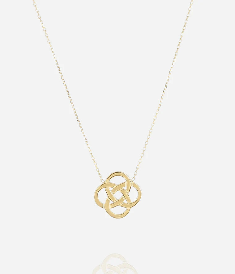 Collier Zag Bijoux Infini – Acier doré à l’or fin & motif fleur aztèque
