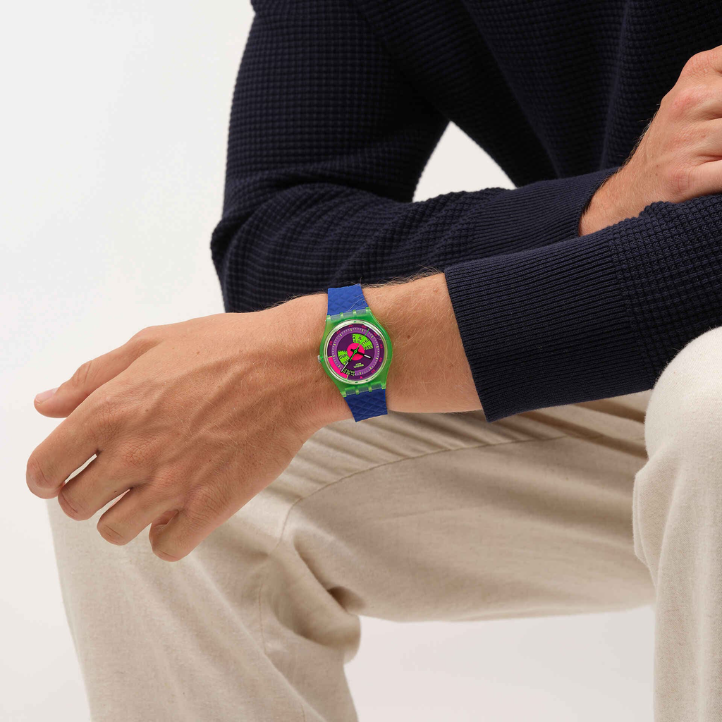 Montre Swatch Neon Skychart – Édition rétro inspirée des années 90
