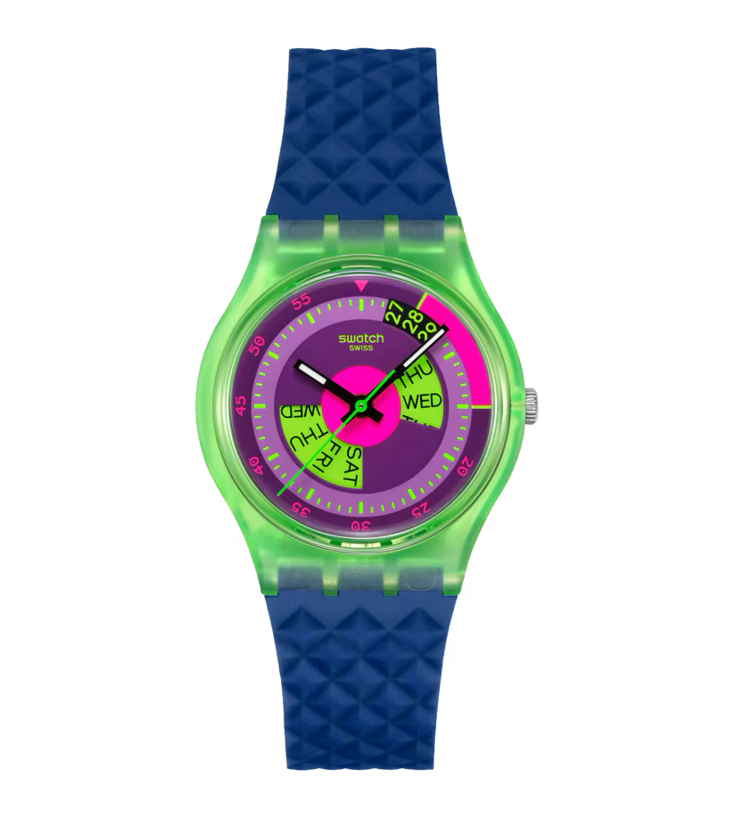 Montre Swatch Neon Skychart – Édition rétro inspirée des années 90
