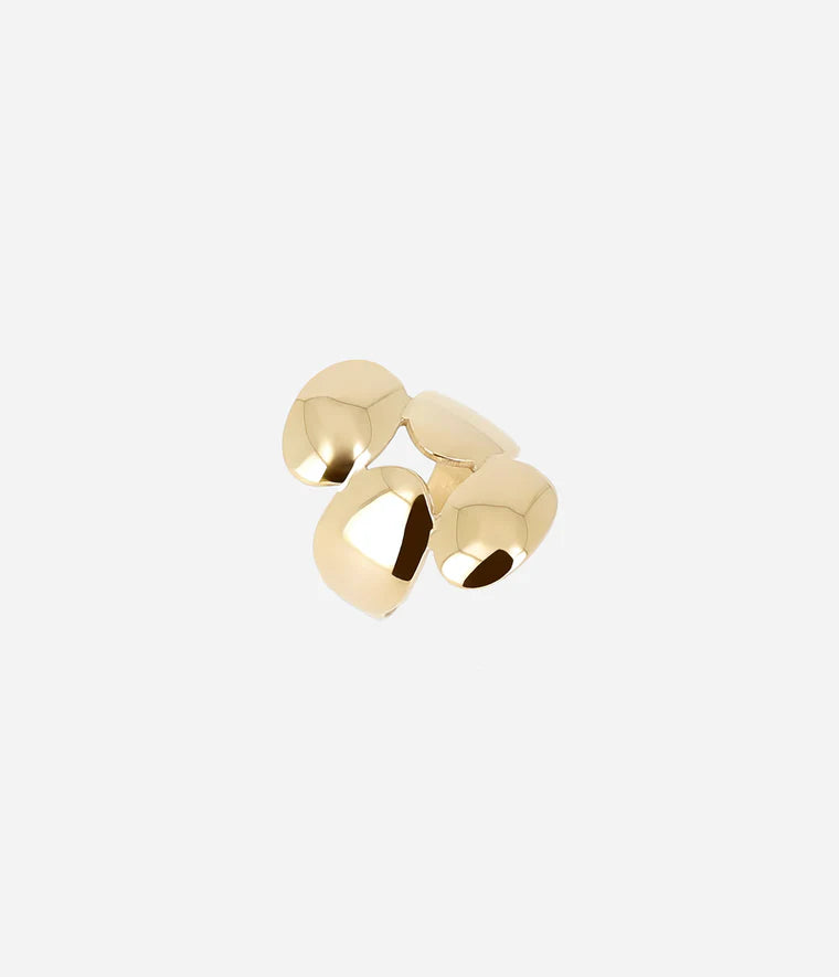 Bague Moebi Zag Bijoux en acier doré – Bague ajustable à 4 tiges arrondies
