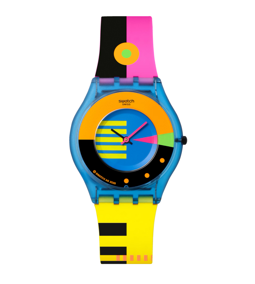 Montre Swatch Neon Flumotions – Édition rétro ultra-plate inspirée des années 80
