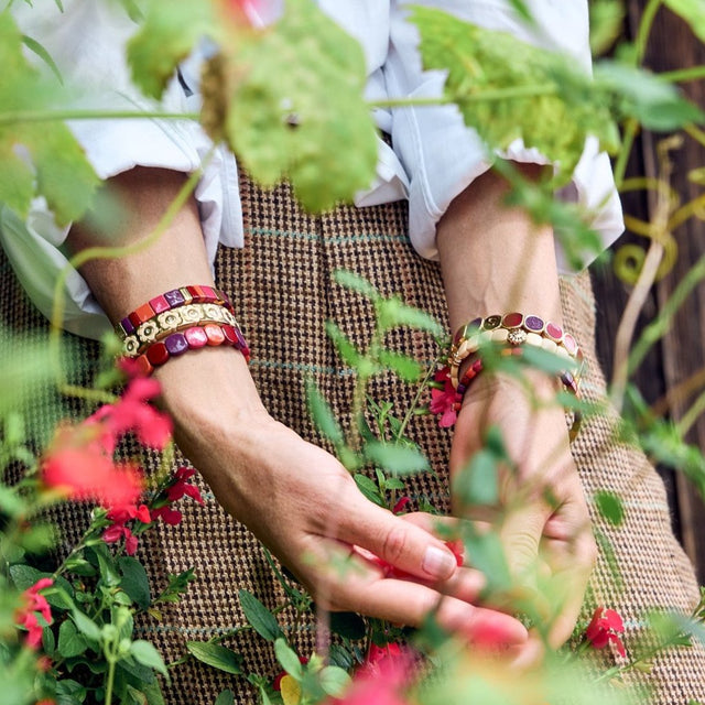 BRACELET SIMONE A BORDEAUX COACHELLA STRASS COQUILLE D'OEUF