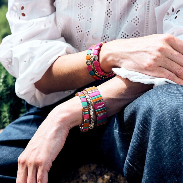 BRACELET SIMONE A BORDEAUX COLORFUL MINI GOLD & STRASS