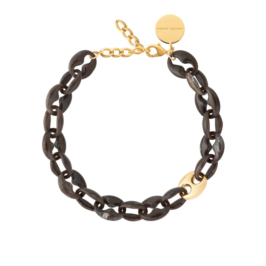 Small Turtle Necklace Short Dark Brown Marble – Vanessa Baroni
