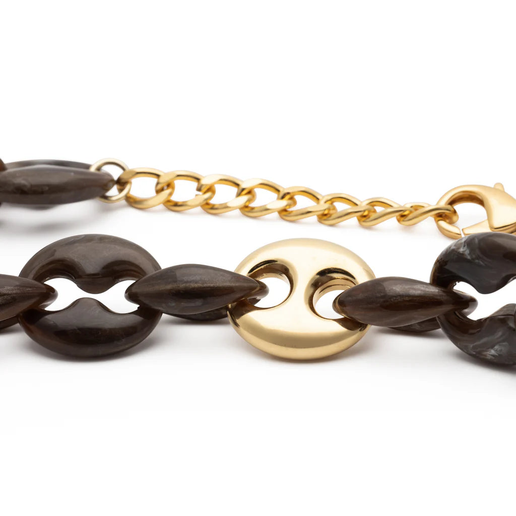 Small Turtle Necklace Short Dark Brown Marble – Vanessa Baroni
