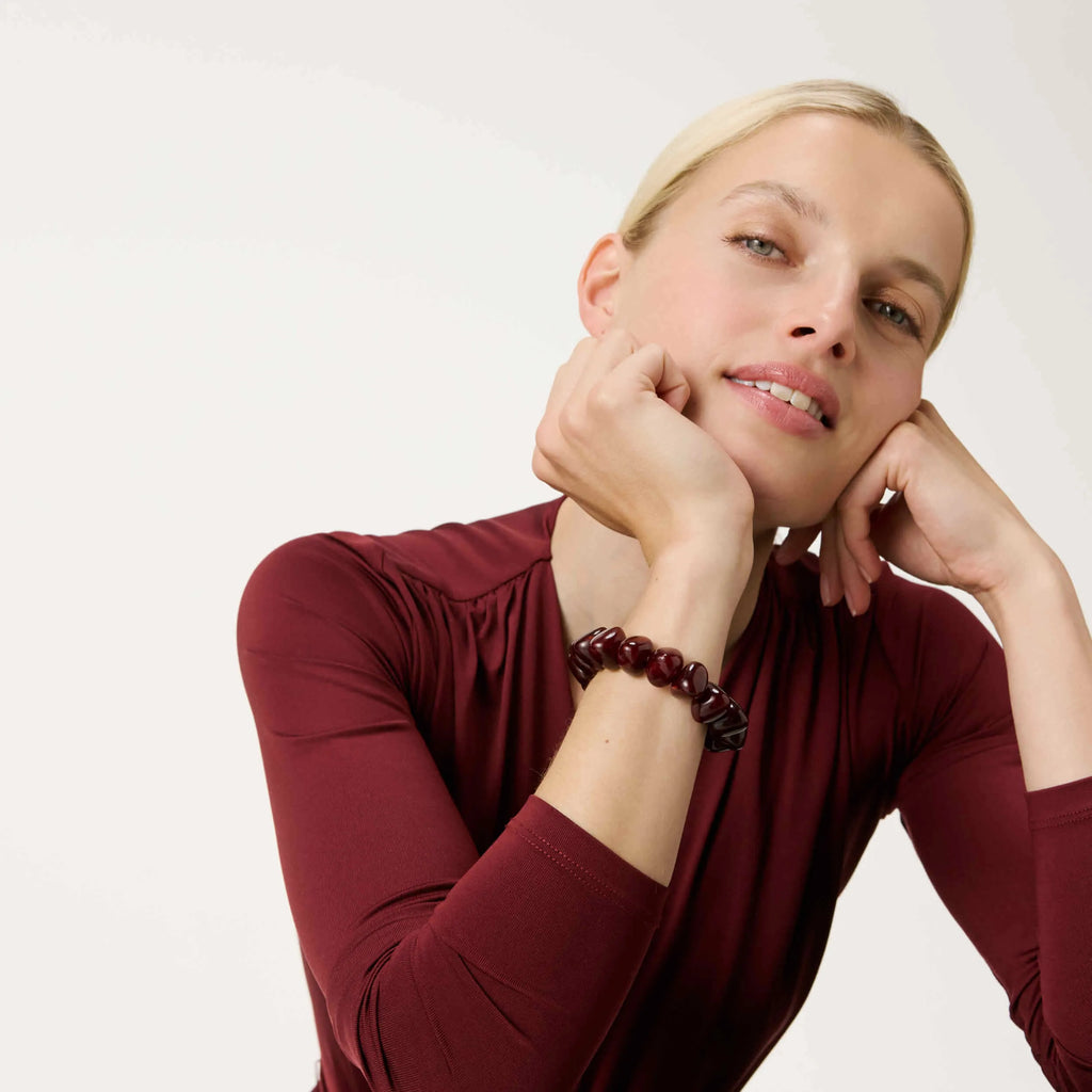 Stone Flex Bracelet Bordeaux Marble – Vanessa Baroni
