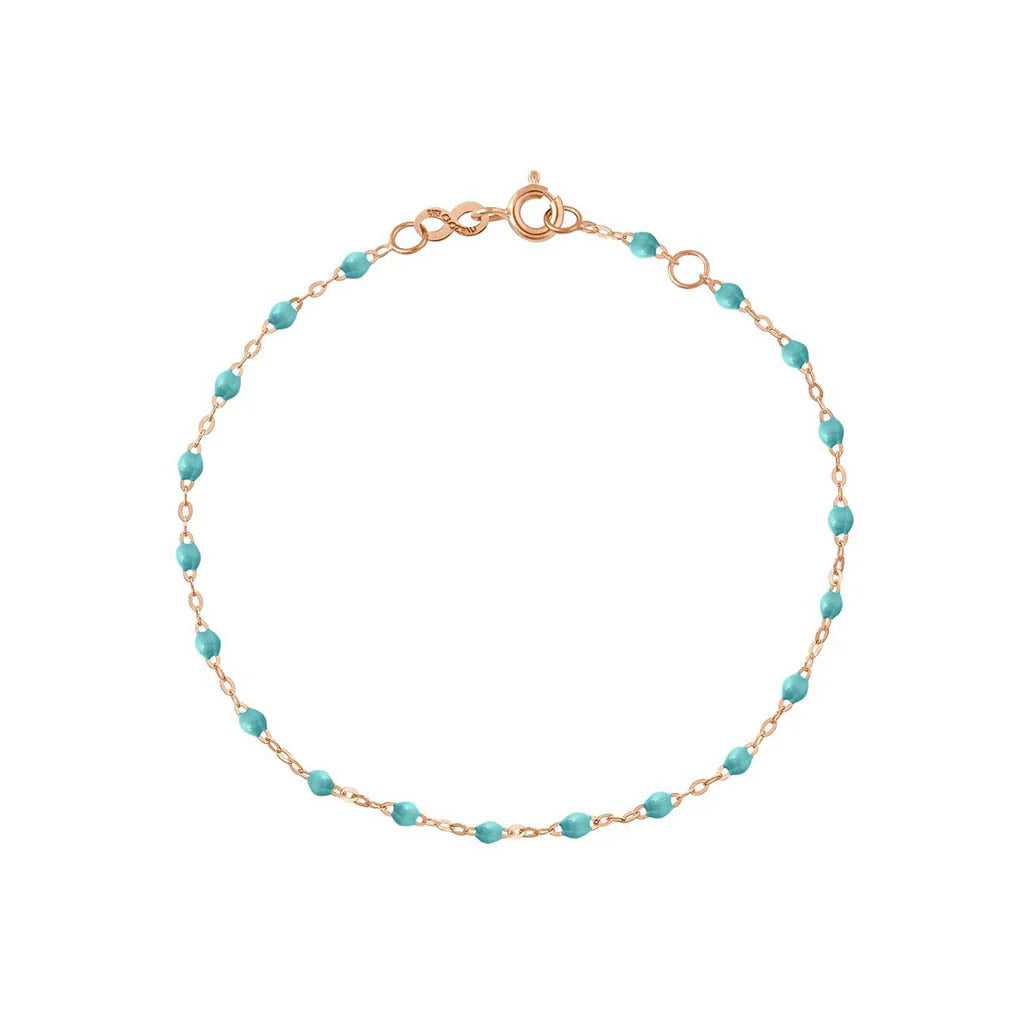 CHAINE DE CHEVILLE GIGI CLOZEAU OR ROSE TURQUOISE VERT 24 CM