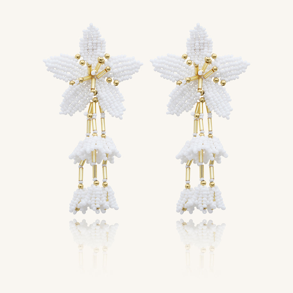 BOUCLES D'OREILLES SANTIBE TIARÉ BLANC