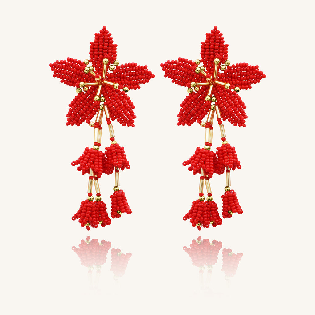 BOUCLES D'OREILLES SANTIBE TIARÉ ROUGES