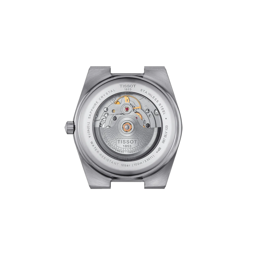 Montre homme Tissot PRX Powermatic 80 Bleu Clair 40mm – cadran dégradé lumineux, mouvement automatique, acier inoxydable, verre saphir antireflet.