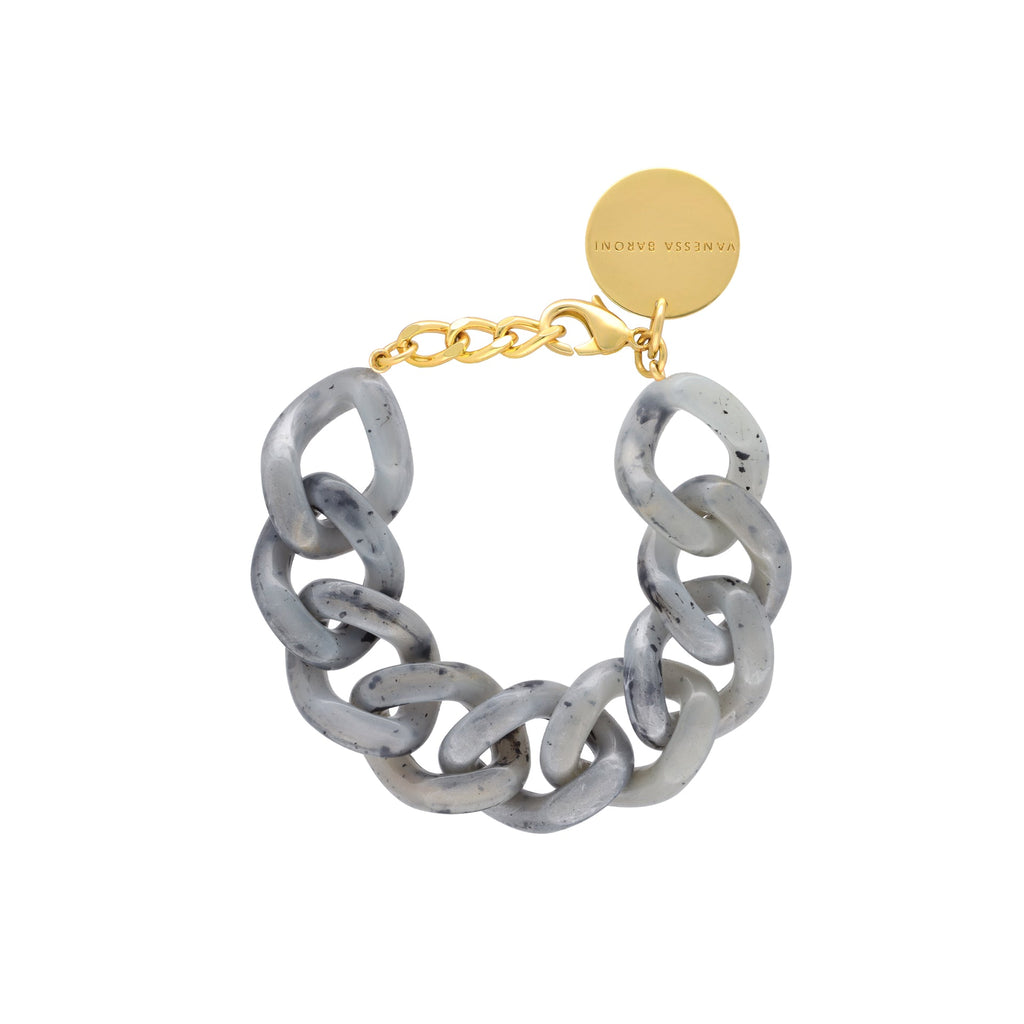 FLAT CHAIN BRACELET INKED GREY MARBLE