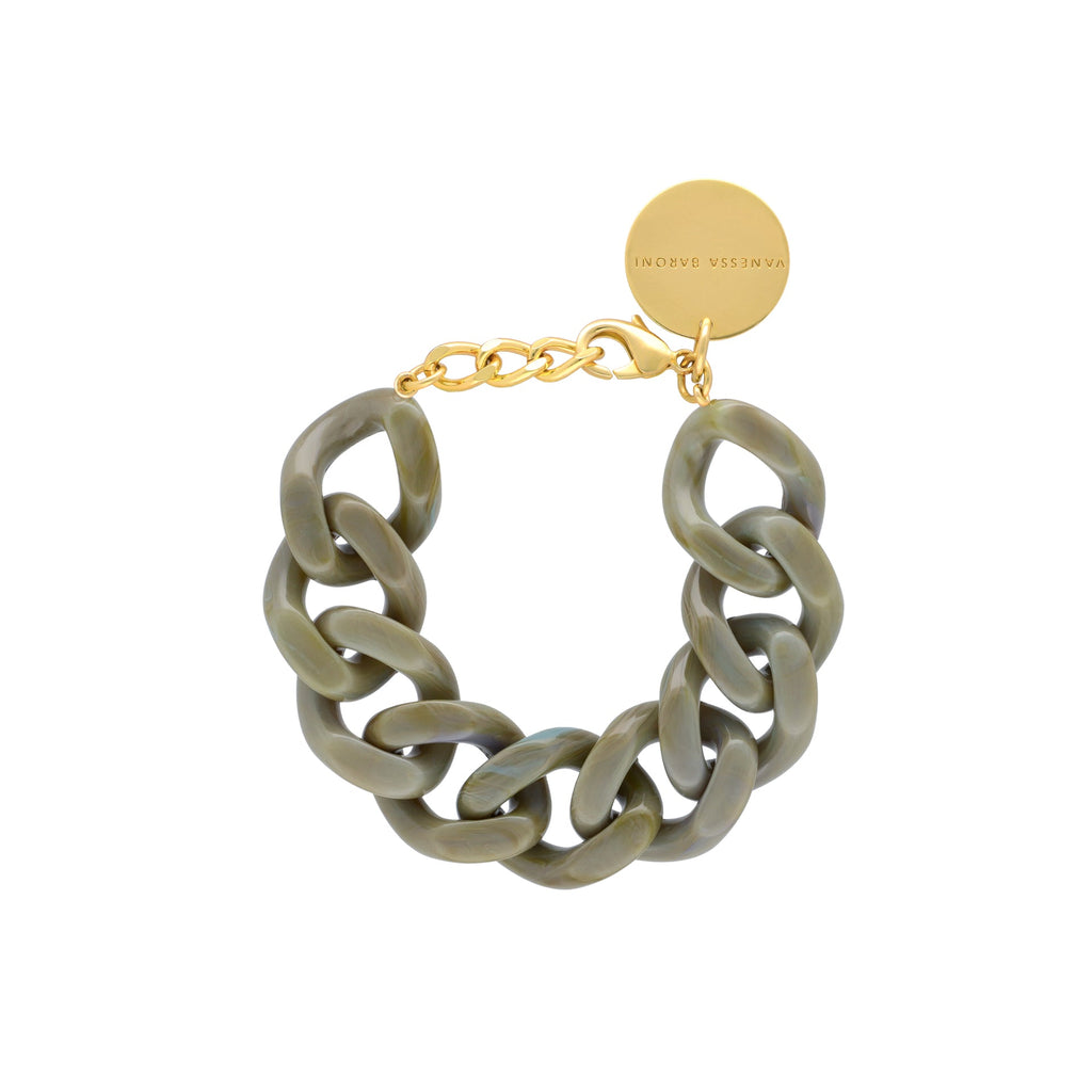 FLAT CHAIN BRACELET LIGHT OLIVE MARBLE