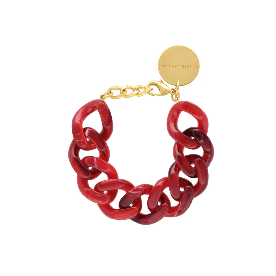 Flat Chain Bracelet Red Marble