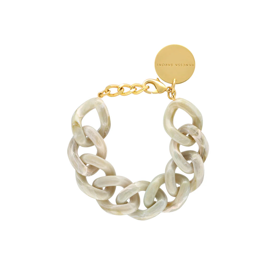 Flat Chain Bracelet Snow Green Marble