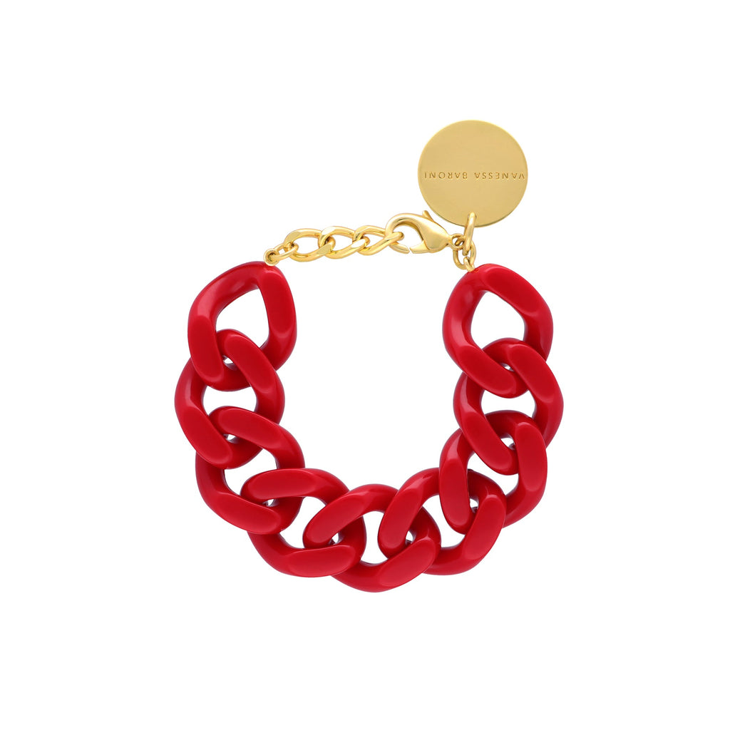 FLAT CHAIN BRACELET SCARLET RED