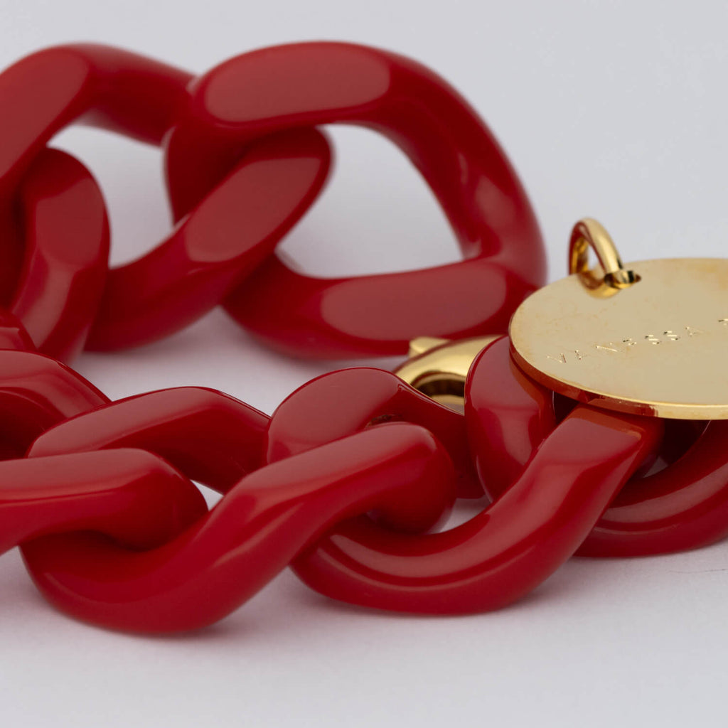 FLAT CHAIN BRACELET SCARLET RED