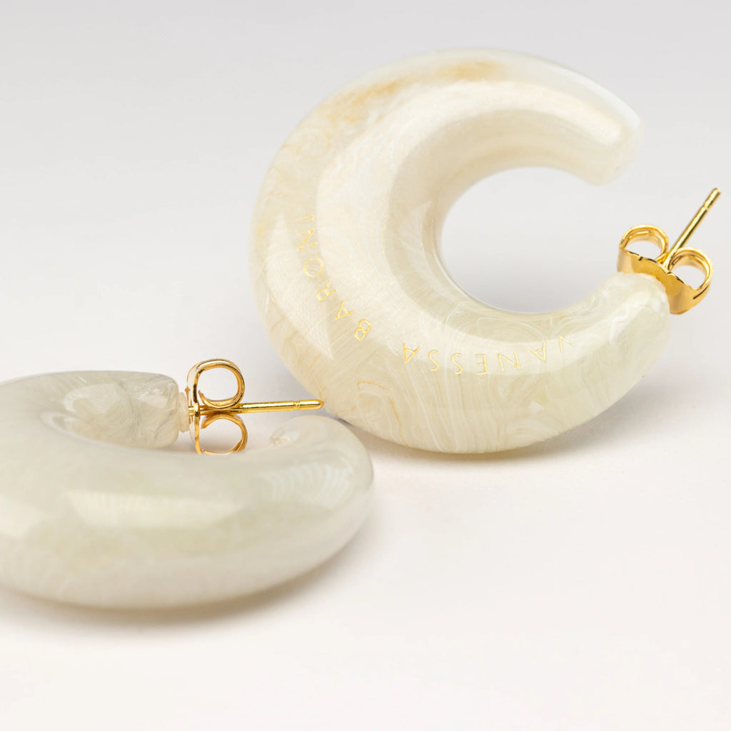 Boucles d'oreilles Vanessa Baroni Moon Earring Pearl Marble