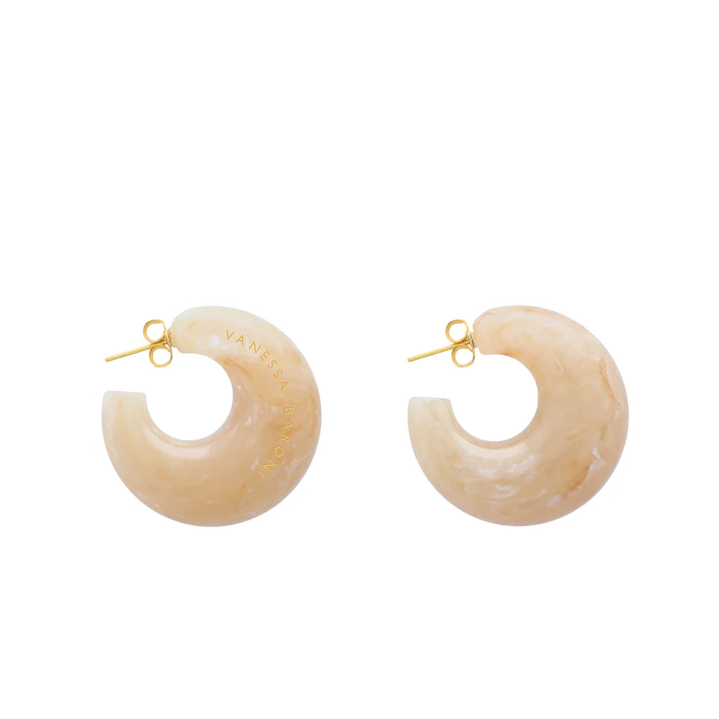 Moon Earring Honey Marble