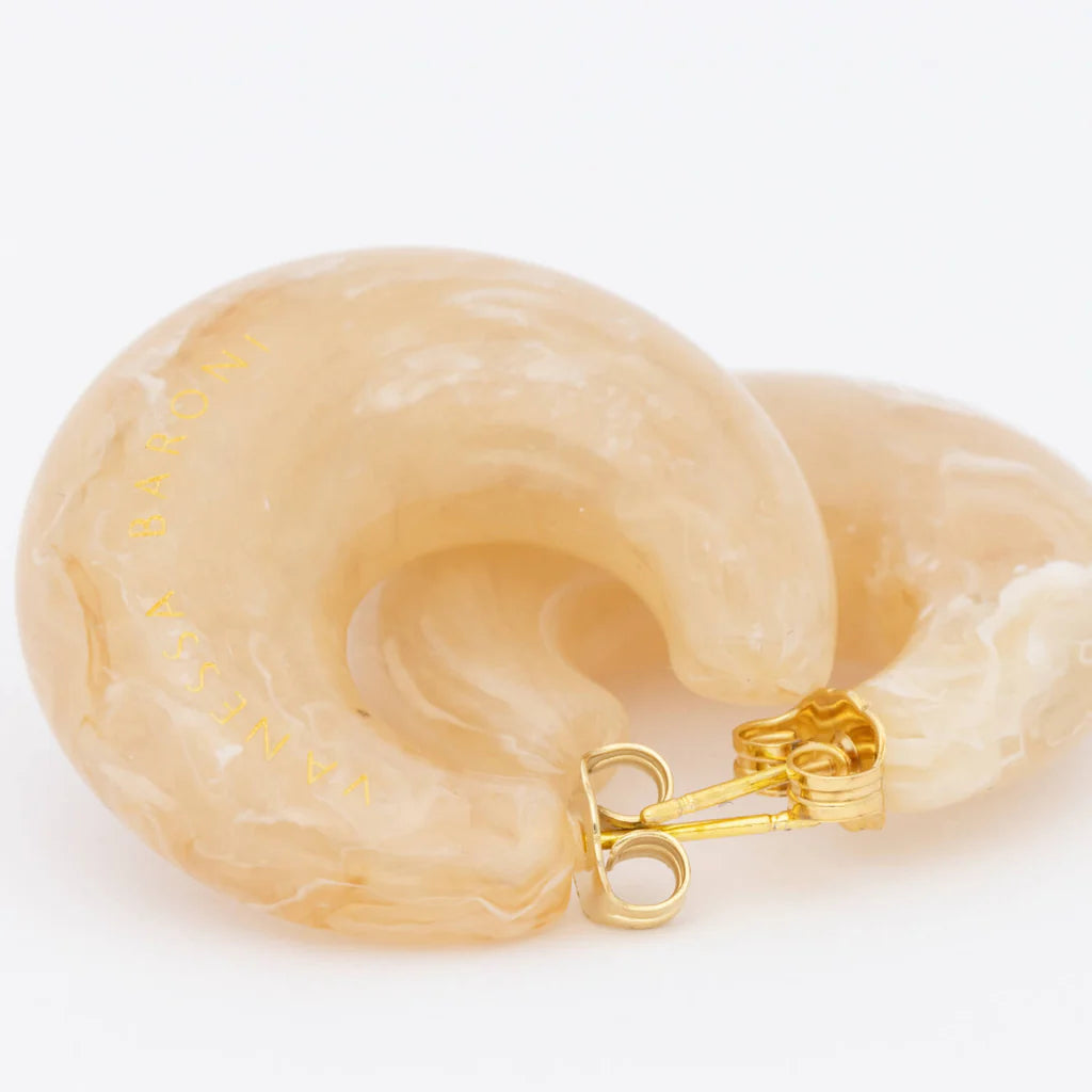 Moon Earring Honey Marble