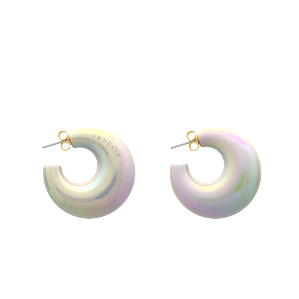 MOON EARRING IRIDESCENT SOLID