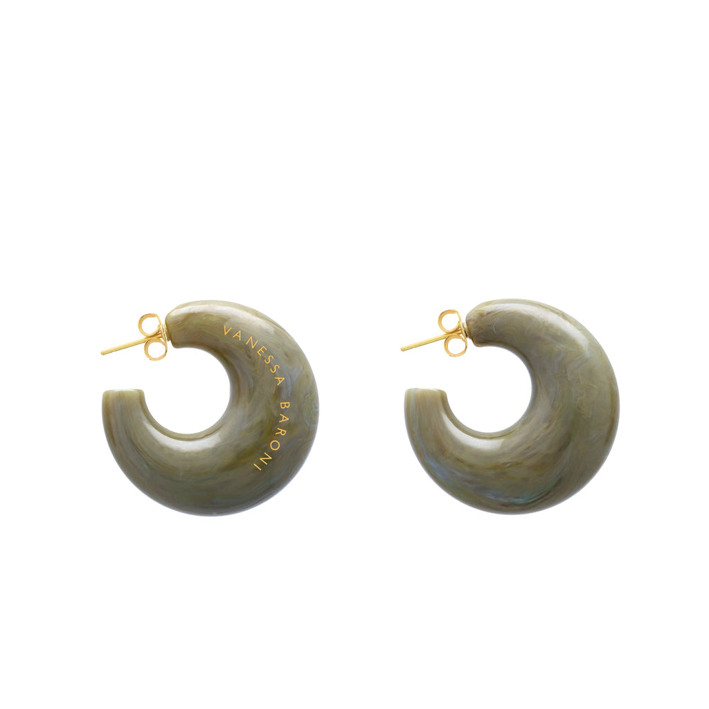 MOON EARRING LIGHT OLIVE MARBLE VANESSA BARONI