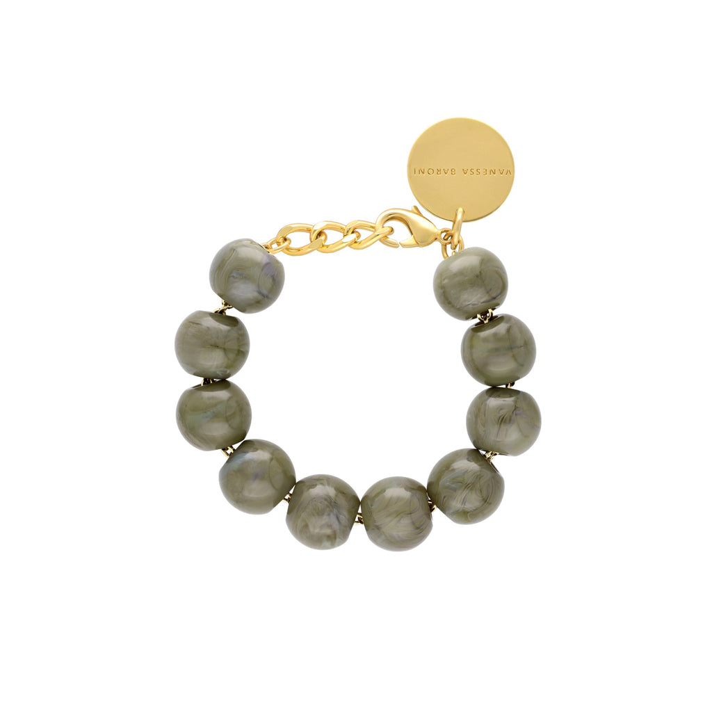 BEADS BRACELET LIGHT OLIVE MARBLE