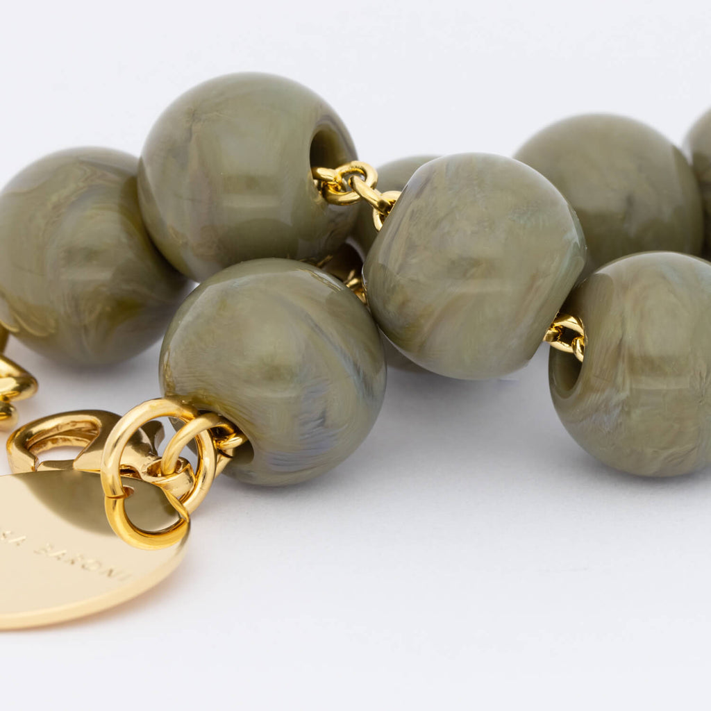 BEADS BRACELET LIGHT OLIVE MARBLE