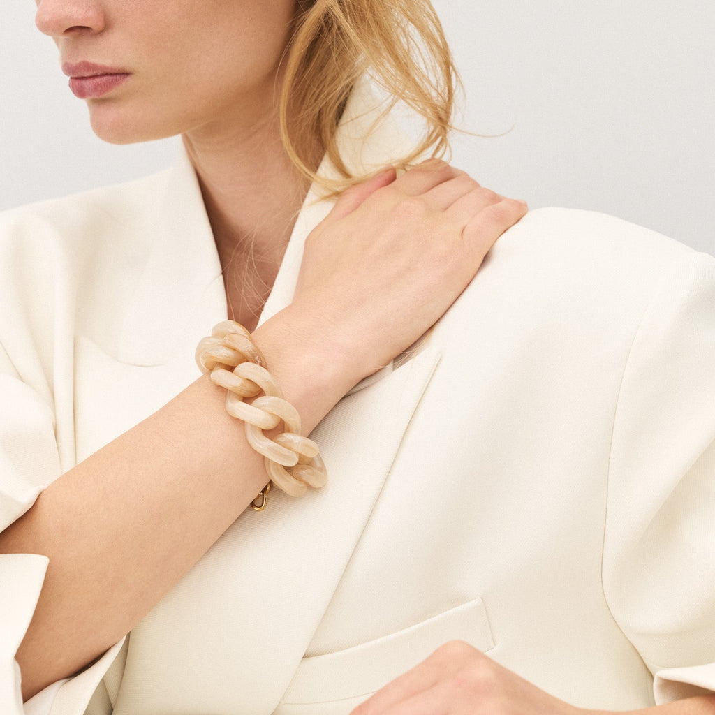 FLAT CHAIN BRACELET HONEY MARBLE