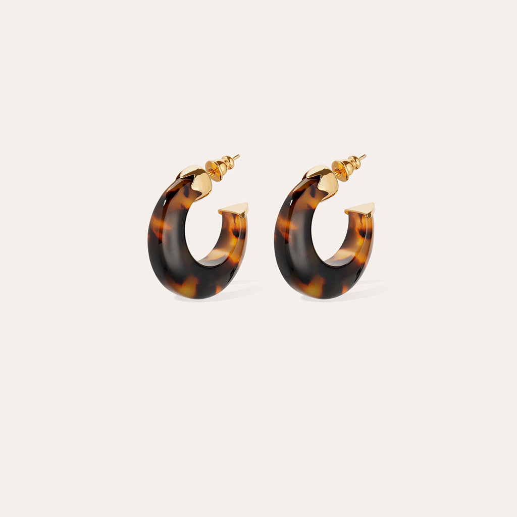 Gas Bijoux boucles d'oreilles créoles Abalone mini acétate - Ecaille