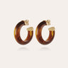 GAS BIJOUX BOUCLES D'OREILLES CREOLES ABALONE ACETATE DOREES - MARRON