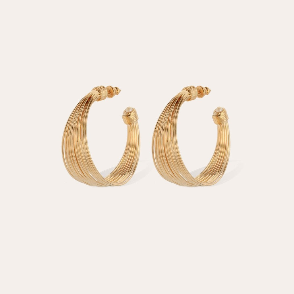 Gas Bijoux boucles d'oreilles créoles Arpa Cabochons petit modèle dorées