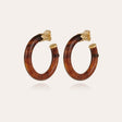 GAS BIJOUX BOUCLES D'OREILLES CREOLES CAFTAN PETIT MODELE ACETATE DOREES - MARRON