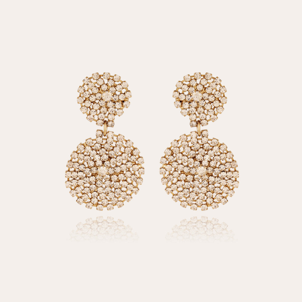 GAS BIJOUX BOUCLES D'OREILLES ONDE LUCKY STRASS PETIT MODELE DOREES