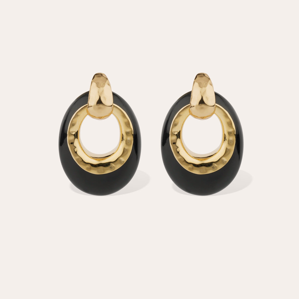 Gas Bijoux boucles d'oreilles Selva grand modèle acétate - Noir