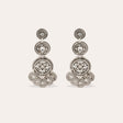 GAS BIJOUX BOUCLES D'OREILLES SEQUIN TROIS RANGS ARGENTEES