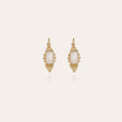 GAS BIJOUX BOUCLES D'OREILLES SERTI TALISMAN DOREES NACRE BLANCHE