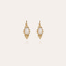 GAS BIJOUX BOUCLES D'OREILLES SERTI TALISMAN DOREES NACRE BLANCHE