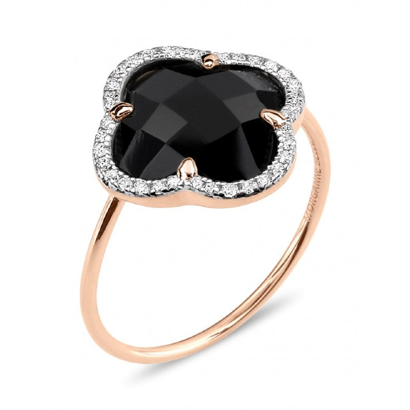 BAGUE VICTORIA ONYX + DIAMANTS OR ROSE