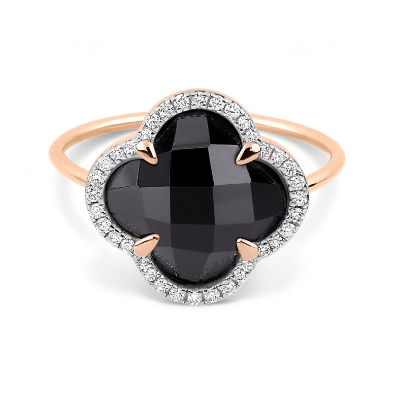 BAGUE VICTORIA ONYX + DIAMANTS OR ROSE