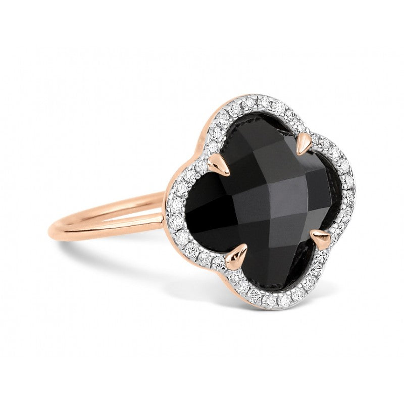 BAGUE VICTORIA ONYX + DIAMANTS OR ROSE