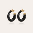 GAS BIJOUX BOUCLES D'OREILLES CREOLES ABALONE ACETATE DOREES - NOIRE