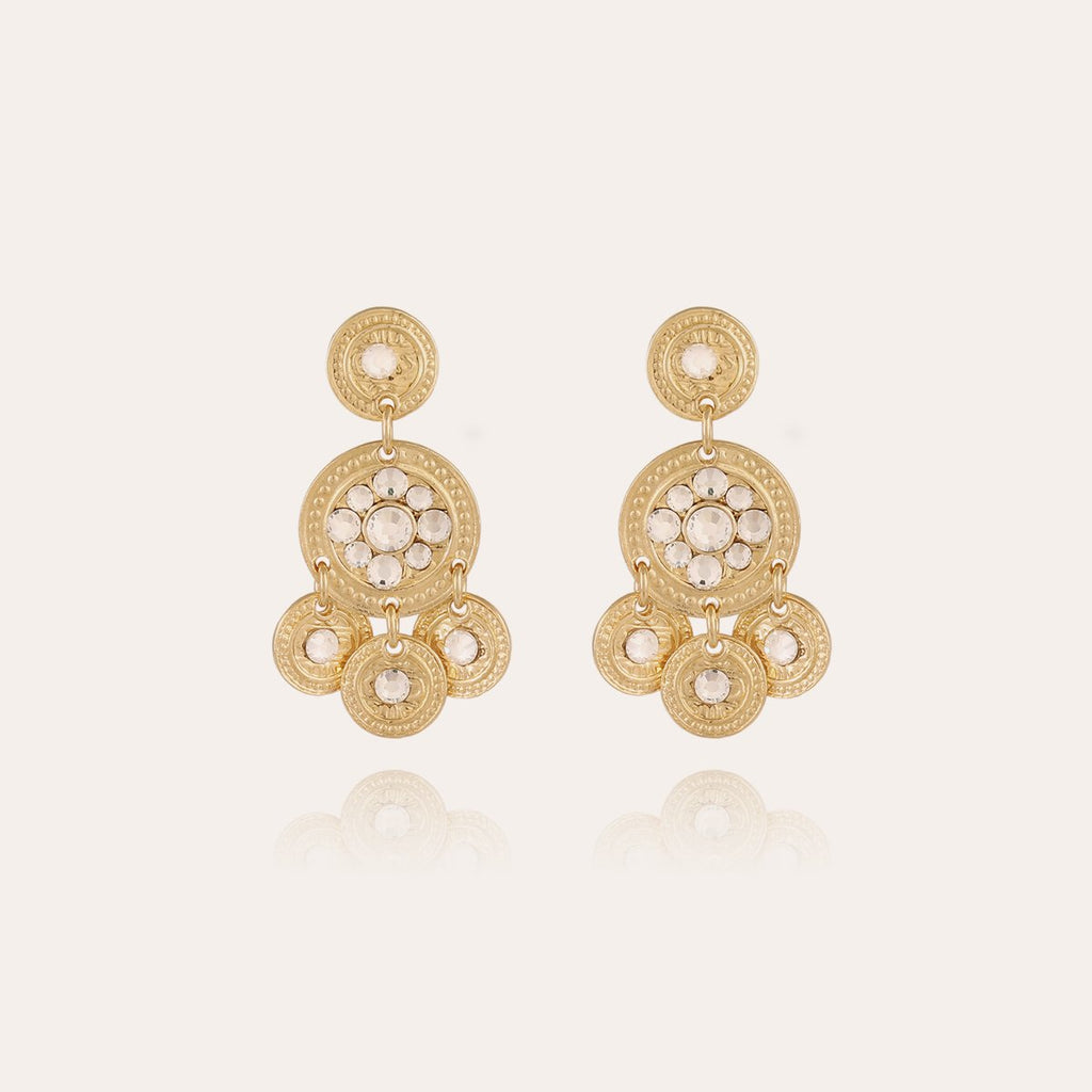Gas Bijoux boucles d'oreilles Sequin deux rangs dorées