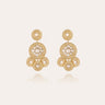 GAS BIJOUX BOUCLES D'OREILLES SEQUIN DEUX RANGS DOREES